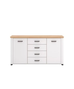 Credenza 'vigo' bianca con 2 ante e 4 cassetti, 161x41x85,5 cm